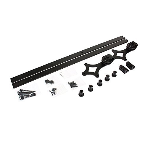 200cm Blume-Typ Schiebetürbeschlag Schiebetür Hängeschiene Flaschenzug Schiebetürsystem Komplett-Set für Schiebetüren Innentüren Trennwände und Wandschränke Edelstahl (200.0cm) - 4