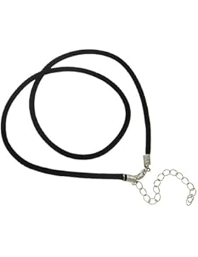 Halsband aus Samt, schwarz, 3 mm breit, 46 cm lang, Metallverschluss silber