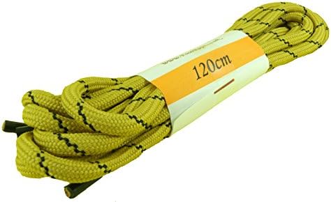 Strong Round Cord Shoelaces Walking Hiking Bootlaces Shoe Boot Laces Coloured 5mm Safety (Gold - Black, 120 CM)