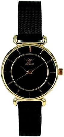NY LONDONWomen's Black with Rose Gold Dial Face All Metal Mesh Strap Wrist Watch Analog Quartz Hook Buckle Clasp Extra Battery