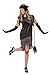 Produktbild Charleston Flapper Damen Kostüm Schwarz Fransenkleid Stirnband 20er Jahre Kleid 20's Gatsby Girl, Größe:44