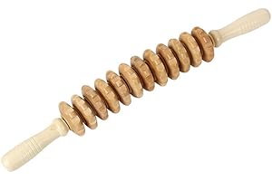 HOVCEH Massageroller Holz, Massage Roller mit Griff, Rücken Massagegeräte Holz, Anti Cellulite Maderotherapie Set für Muskel-Tiefengewebe, Gebogenes Hand-Körpermassagegerät Aus NaturHolz