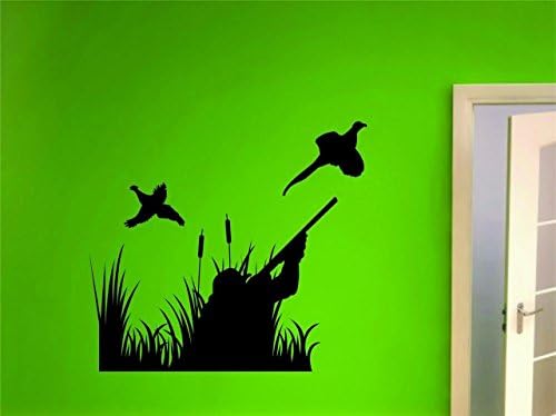 Duck Geese Animal Hunting Hunter Man With Gun Image – Boys Kids Bed Room Sports Hobby – Peel &amp; Stick Sticker - Vinyl Wall 24 Colors Available 8x12