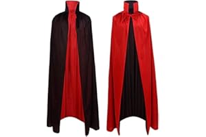 Yi'antai Halloween Cape, Vampire Cape Capuche Adultes, Deguisement Halloween Réversible Rouge Noir pour Halloween Carnaval Noël Parfait Cadeau aux Enfants Filles Garçons