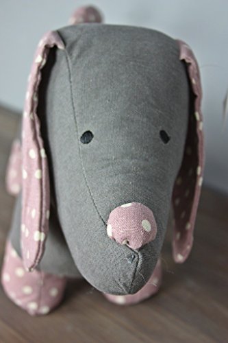Türstopper Dackel Hund grau rosa Kissen Doorstop + Füllung Deko Sand Punkte - 3