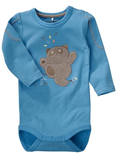 Name It Fuzzy Panda LS Organic Cotton Vest - Azure Blue - 2 - 4 Months