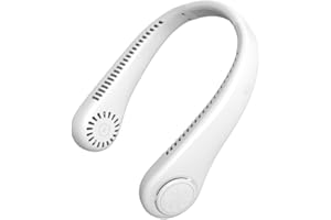 KUGGTY 3000mAh Portable Neck Fans Rechargeable, 3 Speed Hanging Bladeless Fan, Soft Neckband, 360° Airflow Cooling, Mini Fan for Outdoor Travel Office Sport (White)