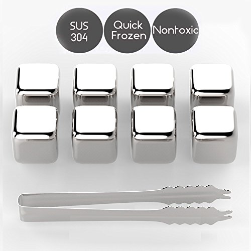 Whisky Steine Ice Cubes Set – Wiederverwendbare Edelstahl Eiswürfel 8er Set Whiskey Rocks Stones von GOSCIEN - 4
