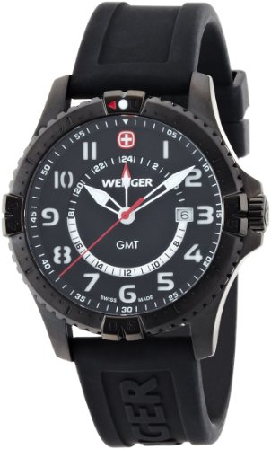 Wenger Herren-Armbanduhr XL Squadron GMT Analog Quarz Silikon 77073 Wenger Herren-Armbanduhr XL Squadron GMT Analog Quarz Silikon 77073