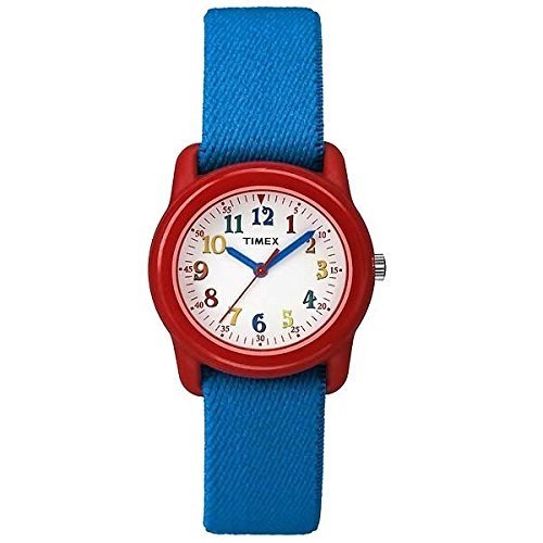 Timex Kid's TW7B99500 Quartz Watch with White Dial Analogue Display and Blue Nylon Strap