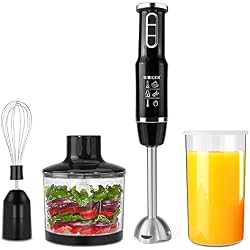 Mixeurs plongeants, Mélangeur électrique multifonctionnel 4 en 1 de 750 watts avec accessoire, ensemble comprenant un fouet, un bol hachoir de 500 ml et un récipient de 600 ml pour aliments