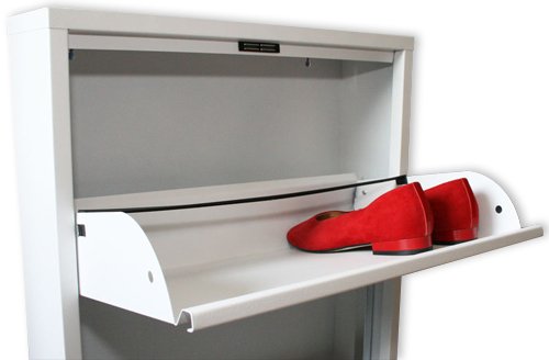 KMH®, Schuhschrank mit 4 Klappen (aus weiss lackiertem Metall) (#207005) - 2