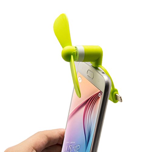 2in1 Micro USB und 8Pin Mini Ventilator Lüfter Kühler Fan für OTG fähige Handys iPhone Samsung Tablets usw – grün - 4