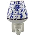 AcaciaHome Durable and Clasic LED Night Light - Colorful Floral Ceramic Decorative Light | Ideal for Bedrooms, Hallways, Bathrooms Nighttime Lighting Solution - Perfect Home Decor (Blue Floral)
