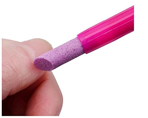 asentechuk® 5 x Nagelhaut Stick Pen Quarz Scrub Stein Pusher Maniküre Exfoliating Keramik Scrub Stab Nail Art BEAUTY Tool, Quartz, rosarot, 13,5 cm - 3