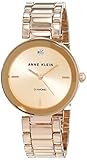 Anne Klein AK/N1362RGRG Damen-Armbanduhr/Chronograph, Quarzuhrwerk, mit goldfarbenem Zifferblatt, analoger Anzeige und rotgoldenem Edelstahlarmband