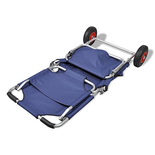 vidaXL 3 in 1 Transportwagen Strandwagen Strandstuhl Strandtisch Klappbar blau 90446 - 4