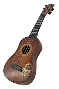 Luximal 4 String Musical Guitar For Kids Instrument Acoustic Learning Educational Small Toy For Child with Ability Random Brown Color Best Gift For Boys & Girls