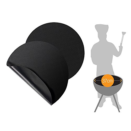 Zilong 3er Set rund Grillmatte/Backmatte, Antihaftbeschichtung für bis 260°C , ideal für Gas, E-Grill, Kohle und Backofen, LFGB und FDA Zulassung, 3 Stück, Ø 37 cm - 3