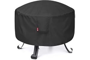 SheeChung Round Gas Fire Pit Cover-Fits 27”-30“ Solo Stove Yukon,Waterproof 600D Heavy Duty Outdoor Fire Bowl Cover,Weather Resistant Smokeless Fire Pit Cover for Backyard Porch Deck Camping-30"Dx12"H