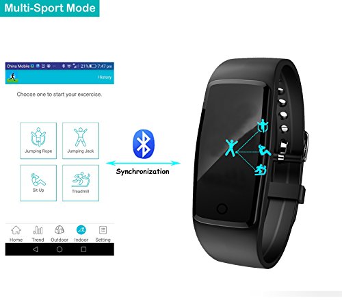 AsiaLONG Fitness Armband mit Pulsmesser Wasserdicht Fitness Tracker Aktivitätstracker Schrittzähler Uhr mit Herzfrequenz / Schlafanalyse / Kalorienzähler / SMS SNS Wecker Vibration für Android und IOS Smartphones - 7