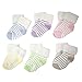 Eleery Unisex Baby Newborn Children 6 Pack Striped Non Slip Terry Socks Candy Color Soft Thicken Socks (Age 0-1)