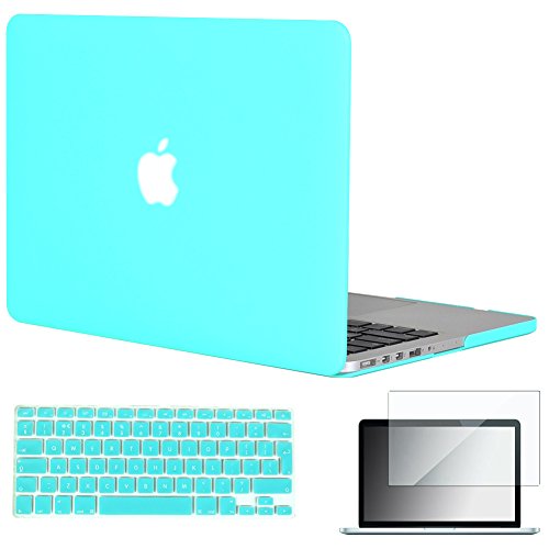 Topideal 3 in 1 – [EU/GB-Tastatur Version] Matte Hart-Schutzhülle für MacBook 13 Pro 33,8 cm (13 Zoll) mit Retina-Display-Modell A1425 / A1502 (ohne CD-ROM-Laufwerk) + Tastaturhülle + Displayschutzfolie