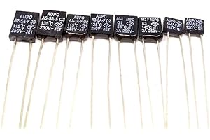 CIZIHUU 5PCS Black Square 250 V Fusibile termico LED di taglio dei fusibili Interruttori di temperatura Controllo,1A,130C