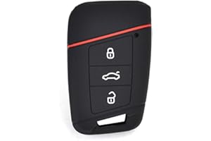 Berfea Pokrowiec na brelok, miękki silikonowy pokrowiec ochronny, akcesoria do kluczyków zdalnych kompatybilne z VW Volkswagen PASSAT B8 Jetta Skoda Kodiaq Superb A7
