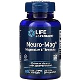 Life Extension, Neuro-Mag, 90 Vegetarian Capsules, 144 mg Magnesium and 2000 mg Magnesium L-Threonate per Dose, Gluten Free,