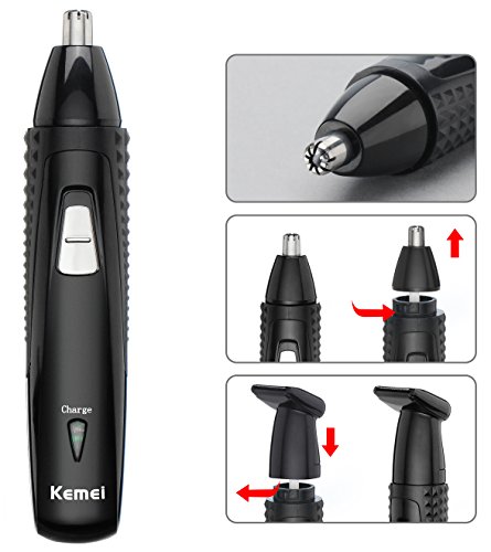3 in 1 Wiederaufladbare Nasen-Ohr-Bart-Haar-Trimmer Portable Edelstahl+ABS Unisex Nasenhaarentfernung Epilierer für Nase/Ohren/Bart/Haar Gesicht Shave - 3