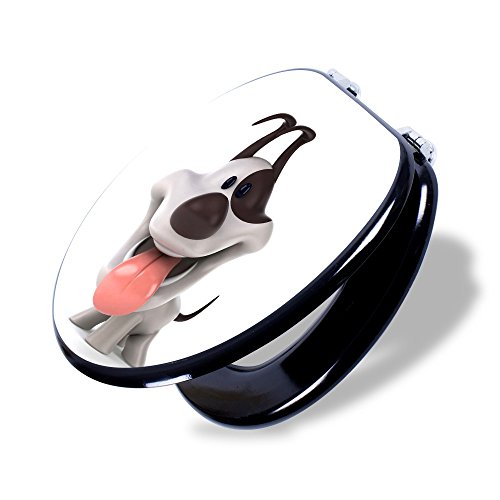 banjado - Design WC Sitz Toilettendeckel Toilettensitz 36cm x 5cm x 45cm mit Motiv Comic-Hund, Toilettendeckel:Schwarz