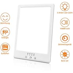 Lampe de Luminotherapie 10000 lux SAD Lampe Luminotherapie Lumière de jour Simulée Anti-dépresseur 3 Modes d'éclairage Lampe Fluorescente Minutée Luminothérapie