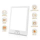 Lampe de Luminotherapie 10000 lux SAD Lampe Luminotherapie Lumière de jour Simulée Anti-dépresseur 3 Modes d'éclairage Lampe Fluorescente Minutée Luminothérapie