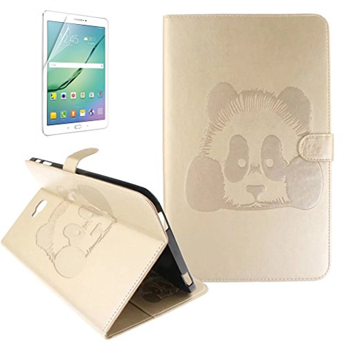 Preisvergleich Produktbild Samsung Galaxy Tab A 10.1 / T580 / T585(2016) Smart Case Hülle mit High Clear Schutzfolie,ISENPENK Original Flip Bookstyle samrt cover Wasserdicht Shockproof Anti Slip Protection Stoßfest Leather Case mit Standfunktion,3D Panda Muster Pattern Wallet Case mit Intern Karte Schlitz,Outdoor Stoßdämpfend Smart Case Sleep / Wake Funktion Luxus Wallet Tasche Schutzhülle Leathertasche für Samsung Galaxy Tab A 10.1 / T580 / T585(2016) 10.1Zoll[gold]+High Clear Schutzfolie