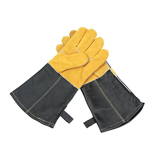 OZERO Barbecue Lederhandschuhe, 932 °F Extreme Hitzebeständige Handschuhe mit 14,5 Zoll Extra lange Handschuhe für Grillen Küche Kochen Baking Ofen und BBQ - 5