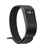 IGEMY Milanese Magnetic Loop Edelstahl Uhrenarmband für Fitbit Charge HR (Schwarz)