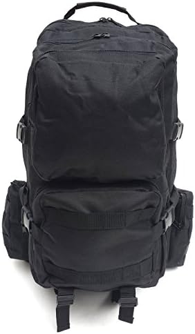 A R London Backpack Lightweight Outdoors Very large Rucksack in heavy duty Polyester Multi-function bag with many compartments for Hiking Camping Trekking Outdoors (Black)
