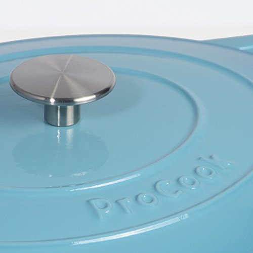 ProCook Bratentopf aus Gusseisen, 26 cm Ø, 4,0 l Volumen, oval, in schattiertem Türkis - 4