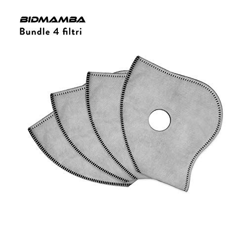 BidMamba Filtros Mascarilla Facial Antipolución Deportiva 2ªGen. N99 | Filtro Carbon Activo 5 Estratos PM 2.5 Y Válvulas | Antipolvo Antipolen Bicicleta Moto Deporte Correr Altura Entrenamiento