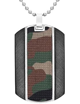 Willis Judd Männer schwarzer Edelstahl Camouflage Anhänger mit Kette und Geschenkbeutel
