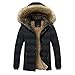 Produktbild Yazidan Unisex Frau MäNner Outdoor Pelz Wollvlies Warm Winter Lange Kapuze Mantel Jacke Herrenmantel WäRmemantel Winterjacke Coat Wintermantel Herren Langen Warme Graben Outwear(Schwarz,M)