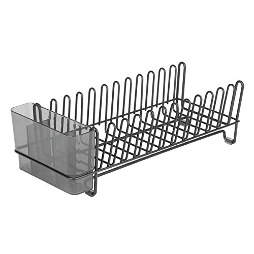 mDesign Geschirrabtropfer – Plastik-Abtropfablage für Spüle – tolles Abtropfgestell mit Abtropfschale – bis zu 15 Teller + Besteck – 31,8 cm x 14,0 cm x 10,2 cm - 5