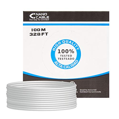 NANOCABLE 10.20.0302 - Cable de red Ethernet rigido RJ45 Cat.5e UTP AWG24, gris, bobina de 100mts