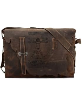 Landleder Leder Messengerbag Joel dunkelbraun echt Leder Umhängetasche, Messenger Bag