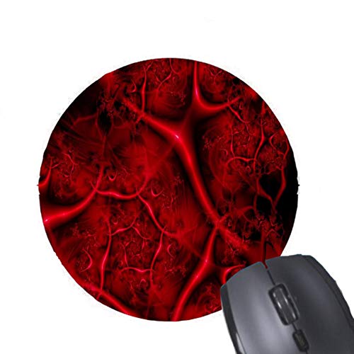 Preisvergleich Produktbild Roter und schwarzer abstrakter Entwurf - runde Mausunterlage des heißen Leder-Punkt-Schädel-Musters
