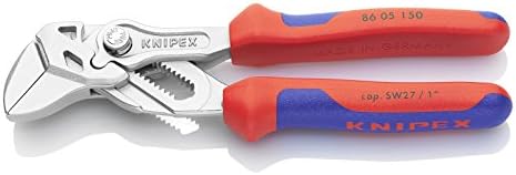 KNIPEX 86 05 150 Mini-Zangenschl&uuml;ssel Zange und Schraubenschl&uuml;ssel in einem Werkzeug verchromt mit Mehrkomponenten-H&uuml;llen 150 mm