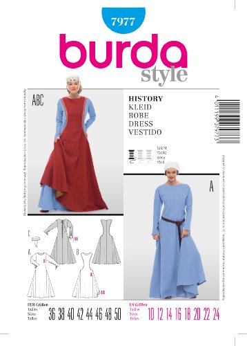 Burda Schnittmuster 7977 History Kleid,Robe,Vestido Gr. 36 - 50
