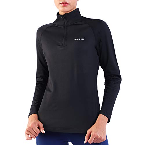 Ogeenier Fleece 1/4 Zip T-Shirt à Manches Longues Femme AVCE Micro Polaire Maillot Chemises Midlayer