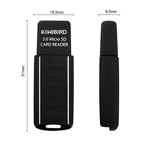 KiWiBiRD USB 3.0 (3.1 Gen 1) Super-Speed Kartenleser für TF, Micro SD, Micro SDXC, Micro SDHC Karten [Unterstützt UHS-I Karten] – Schwarz - 2
